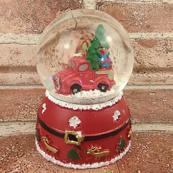 Mini Christmas Tree Truck Snowglobe Pickup Waterglobe Snow Globe Santa Reindeers - Picture 5 of 16